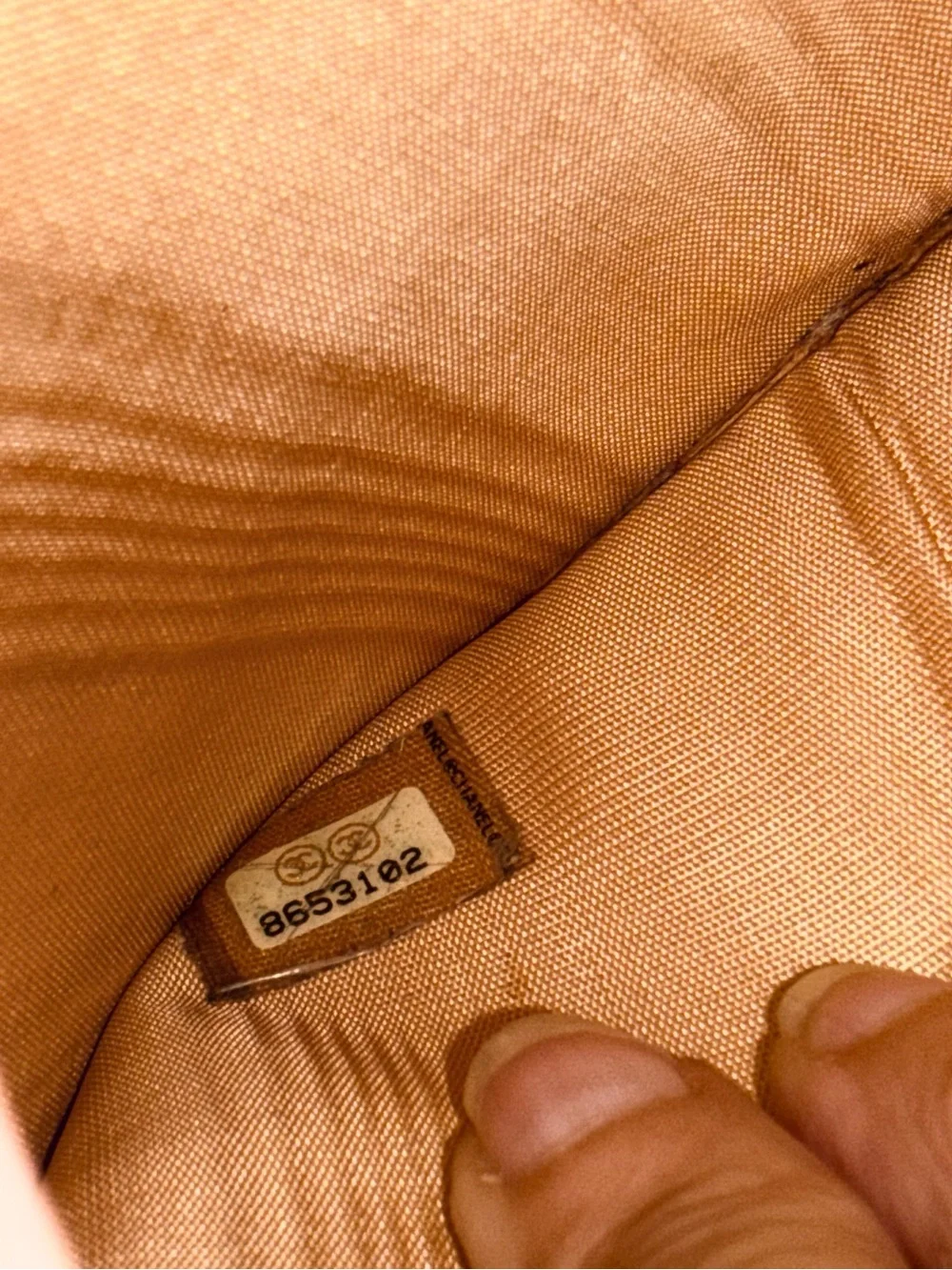 CHANEL Tan Quilted Caviar Leather Wallet with CC Logo